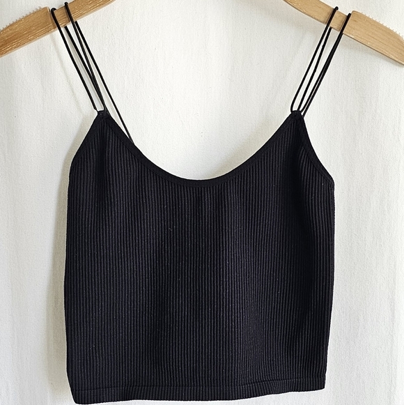 🇪🇦 Zara Black & White Cropped Ribbed Tank Top Set of 2 - Picture 4 of 16